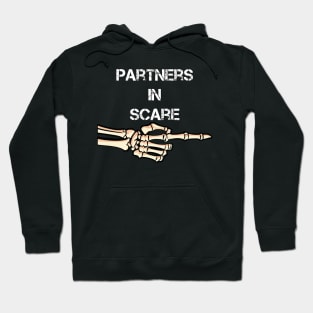 Partners In Scare Funny Skeleton Arm Pointing Couple Halloween Hoodie